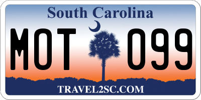 SC license plate MOT099