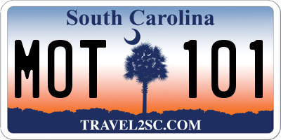 SC license plate MOT101