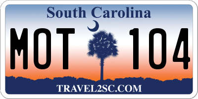 SC license plate MOT104