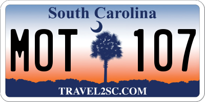 SC license plate MOT107