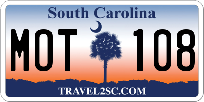 SC license plate MOT108
