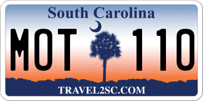 SC license plate MOT110