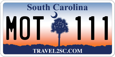 SC license plate MOT111