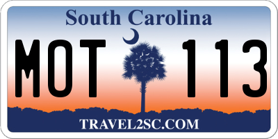 SC license plate MOT113