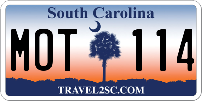 SC license plate MOT114