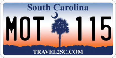 SC license plate MOT115