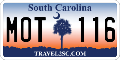 SC license plate MOT116