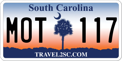 SC license plate MOT117