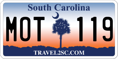 SC license plate MOT119