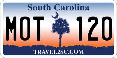 SC license plate MOT120