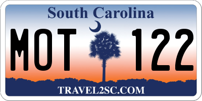 SC license plate MOT122