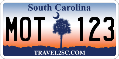 SC license plate MOT123