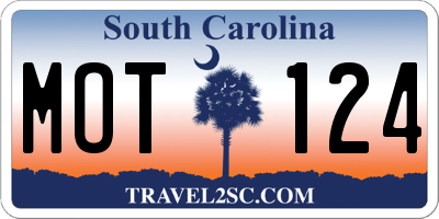 SC license plate MOT124