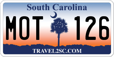 SC license plate MOT126