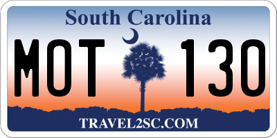 SC license plate MOT130