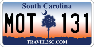 SC license plate MOT131
