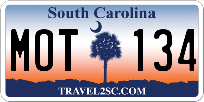 SC license plate MOT134