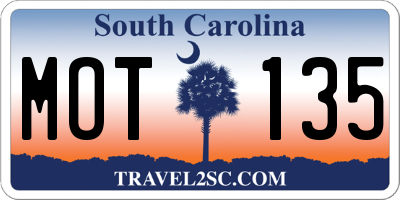 SC license plate MOT135