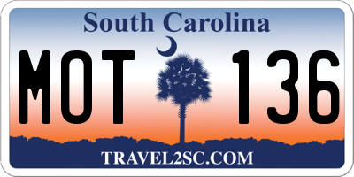 SC license plate MOT136