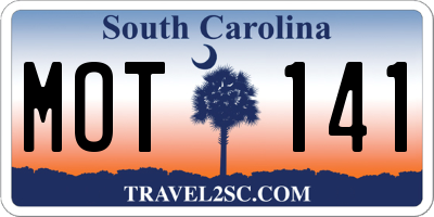 SC license plate MOT141