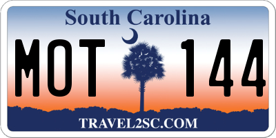 SC license plate MOT144