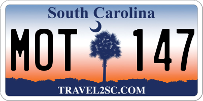 SC license plate MOT147