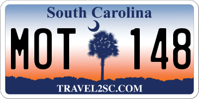SC license plate MOT148