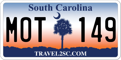 SC license plate MOT149