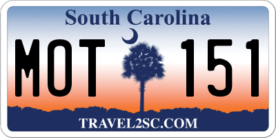 SC license plate MOT151