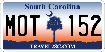 SC license plate MOT152
