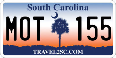 SC license plate MOT155