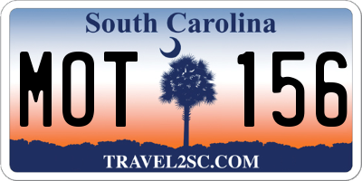SC license plate MOT156