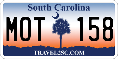 SC license plate MOT158