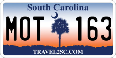 SC license plate MOT163