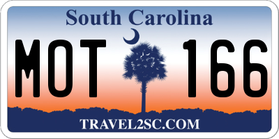 SC license plate MOT166