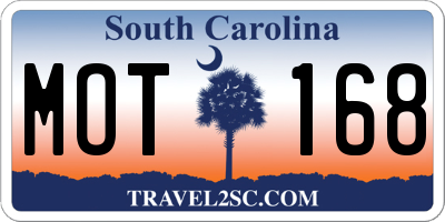 SC license plate MOT168
