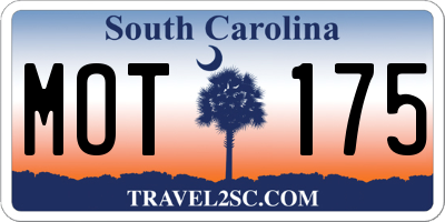 SC license plate MOT175