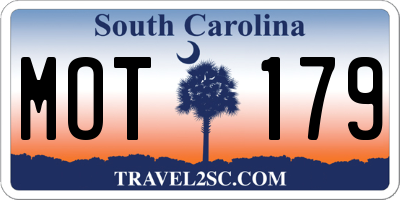 SC license plate MOT179