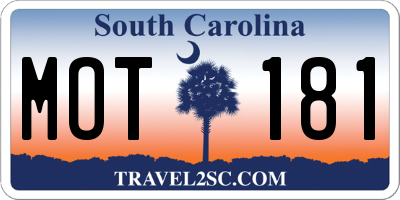 SC license plate MOT181