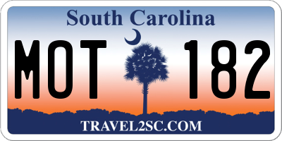 SC license plate MOT182