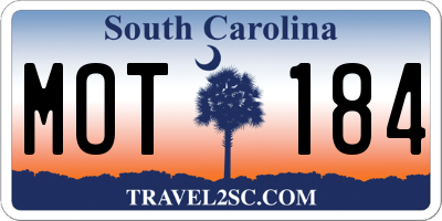 SC license plate MOT184