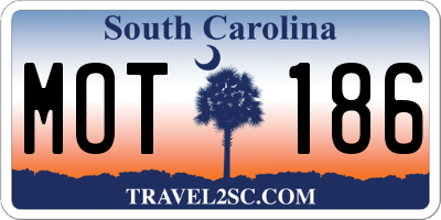 SC license plate MOT186