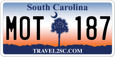 SC license plate MOT187
