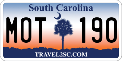 SC license plate MOT190