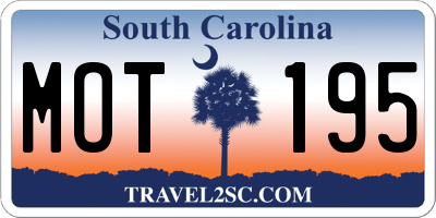 SC license plate MOT195