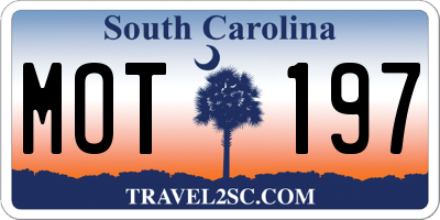 SC license plate MOT197