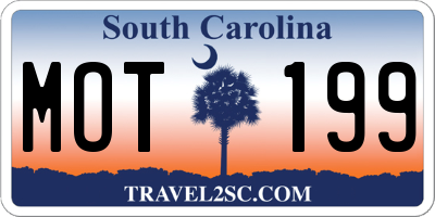 SC license plate MOT199