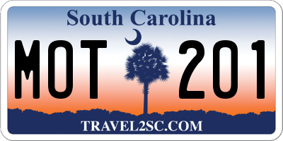 SC license plate MOT201