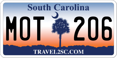 SC license plate MOT206