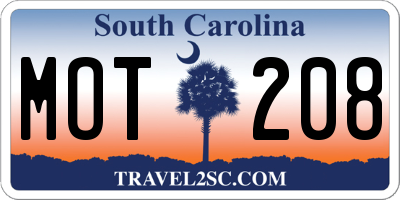 SC license plate MOT208